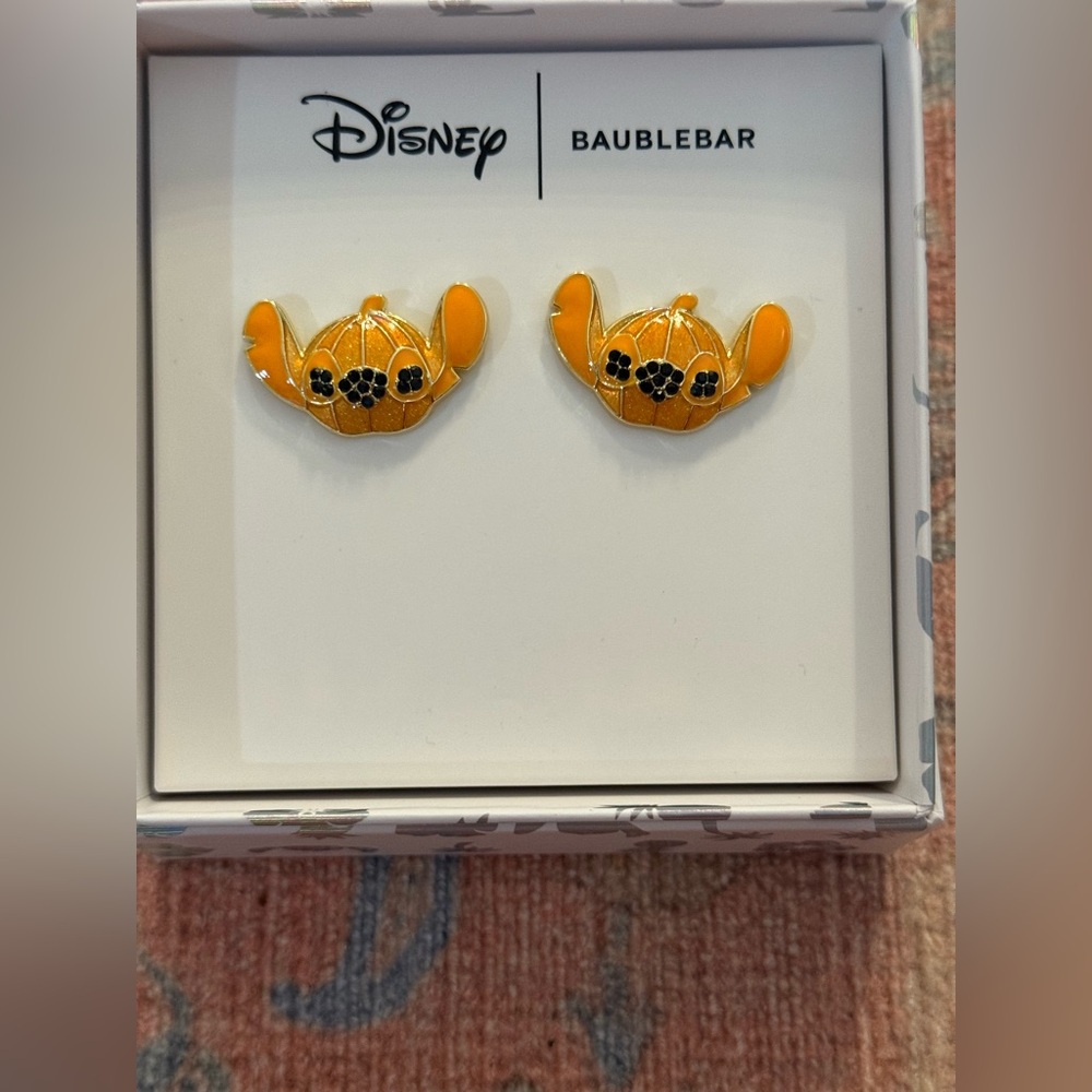 Disney X Baublebar Orange Stitch Pumpkin Jack-O-Lantern Shaped Stud Earrings